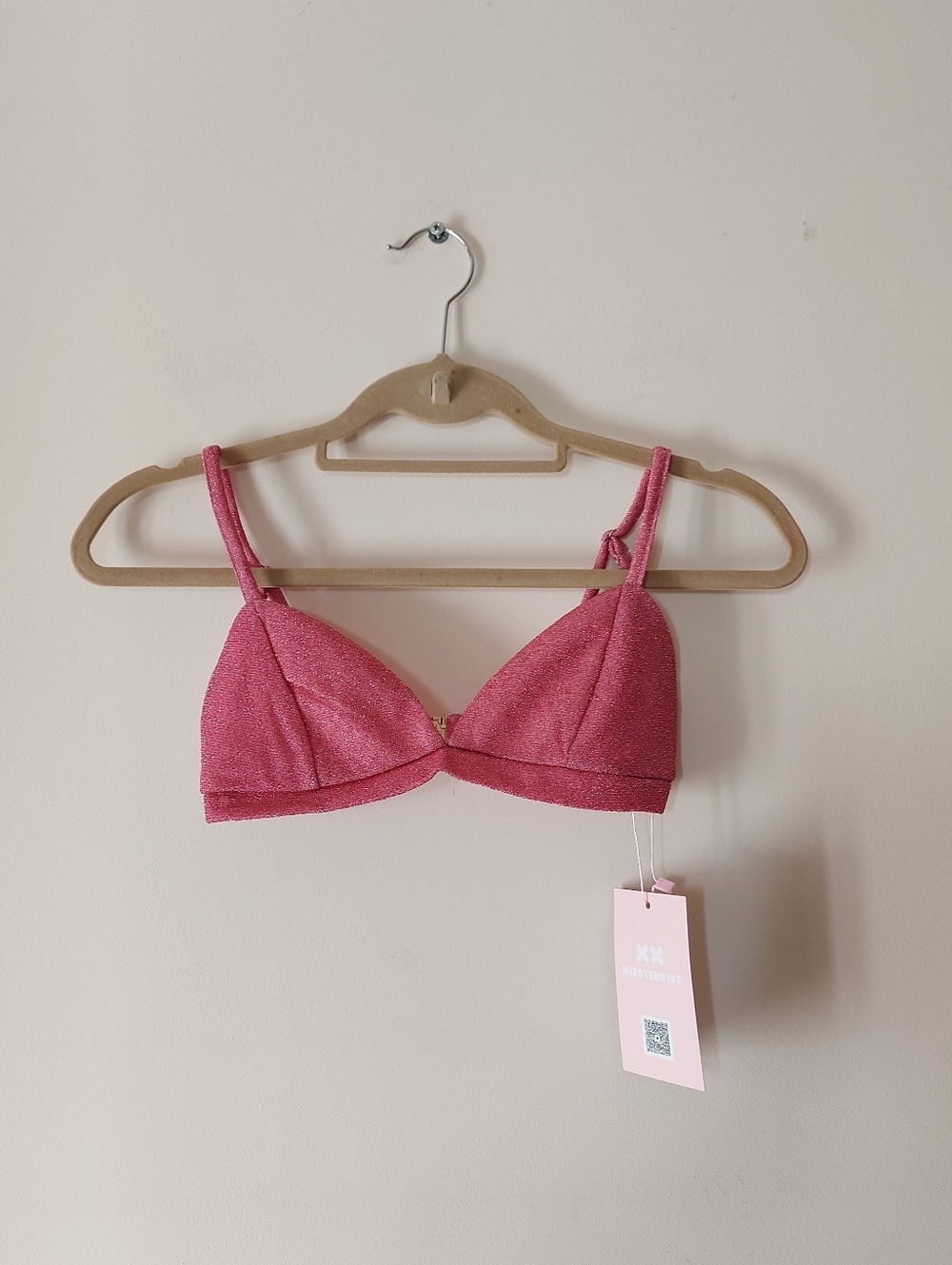 Missy Empire Pink Glitter Crop Top Size 2 (UK 6) (Cant Ship Until May 16th)